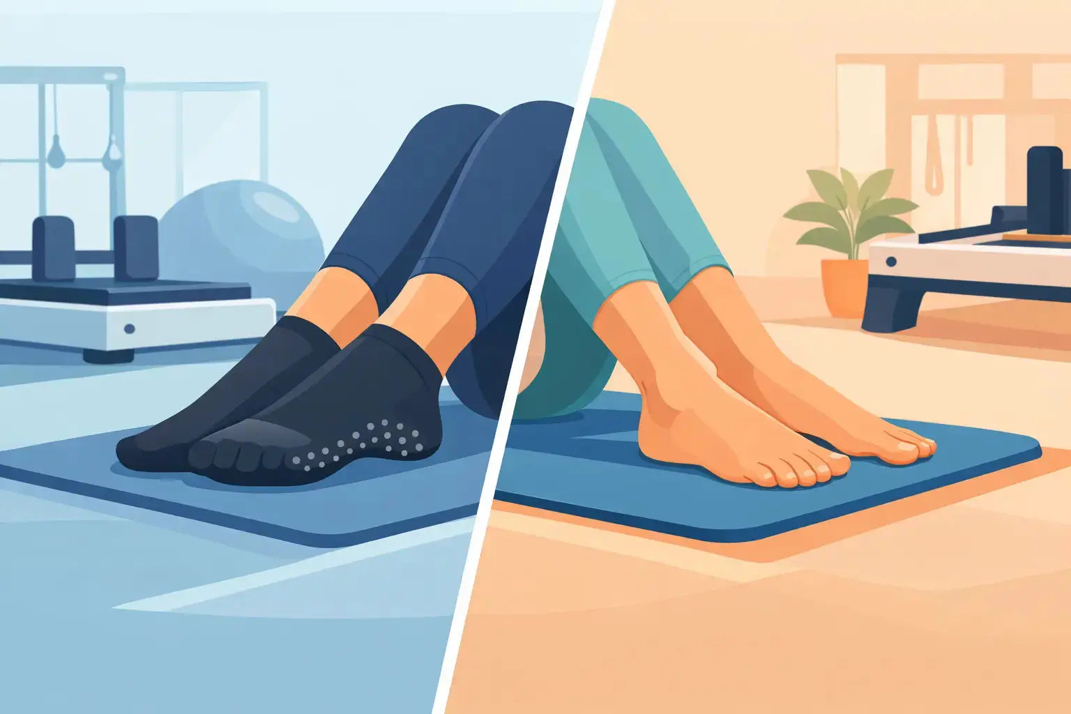 Gripsokken of blote voeten bij pilates?