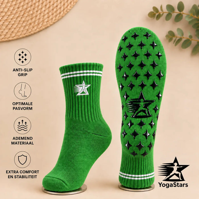 Reformer Pilates Grip Socks low neck Moss green Yogastars.nl