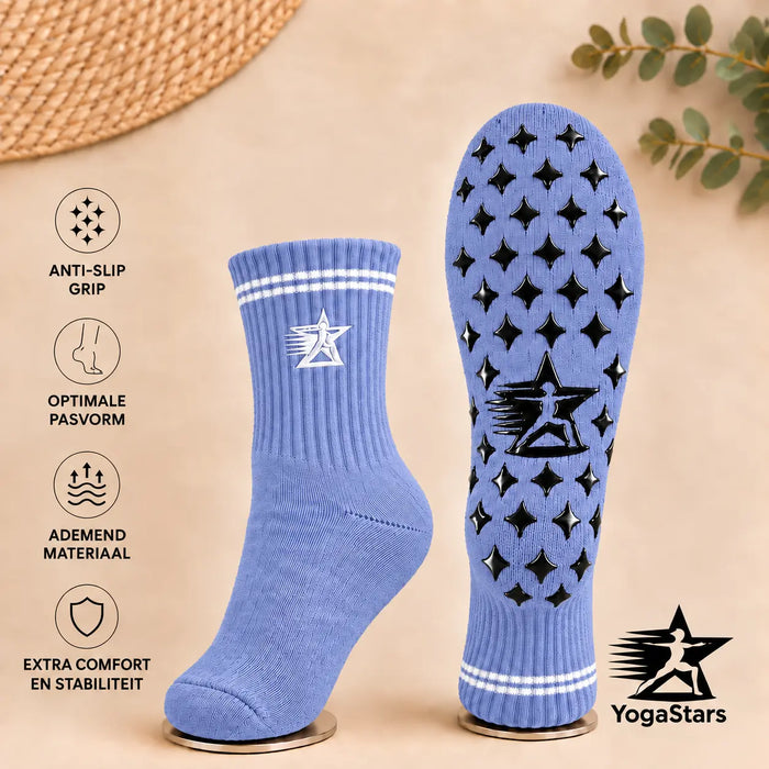 Reformer Pilates Grip Socks low neck Blueberry mist Yogastars.nl