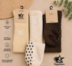 3-pack Reformer Pilates sokken Earth Tones High neck 17cm Yogastars.nl