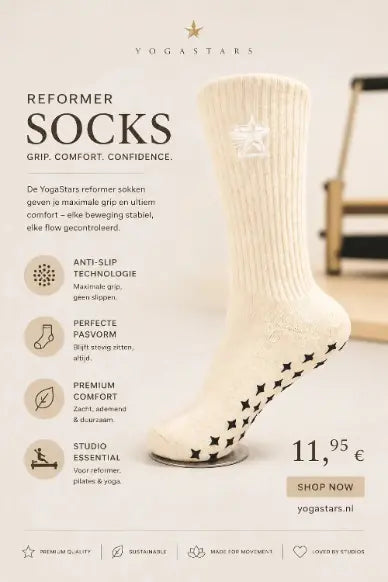 Reformer Pilates Grip Sokken Ivory Biscuit Yogastars.nl