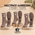 3-Pack Reformer Pilates Grip Socks low neck 12cm Truffle taupe Yogastars.nl