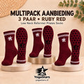 3-Pack Reformer Pilates Grip Socks low neck 12cm Ruby Red Yogastars.nl